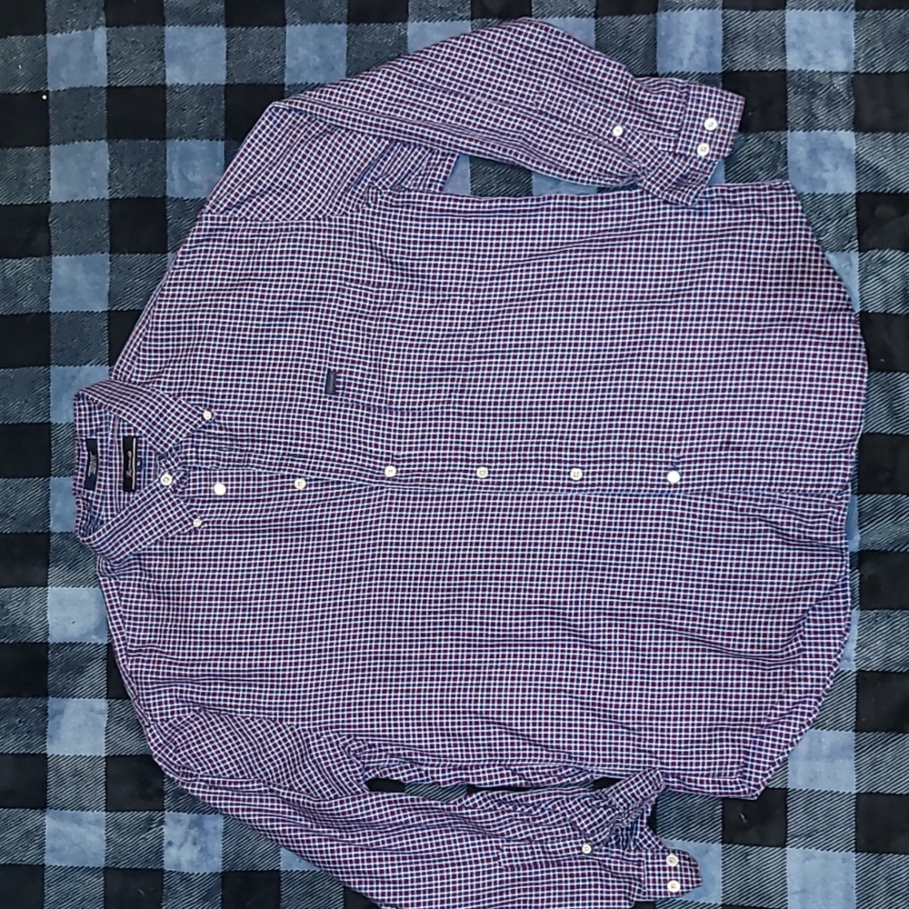 Made in USA. Faconnable. Button-up flannel. Men's size XL.